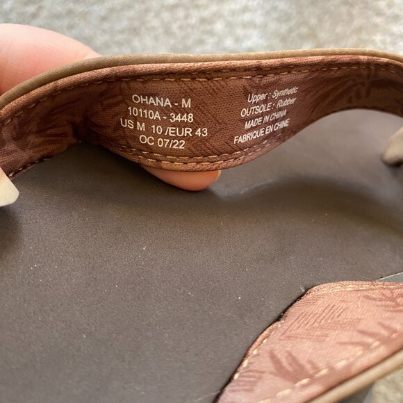 Men's Olukai Ohana Sandals/Flip Flops in Tan/Java US Size 10 - Picture 3 of 3